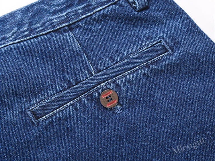2021 Thick Cotton Fabric Relaxed Fit Brand Jeans Men Casual Classic Straight Loose Jeans Male Denim Pants Trousers Size 28-40