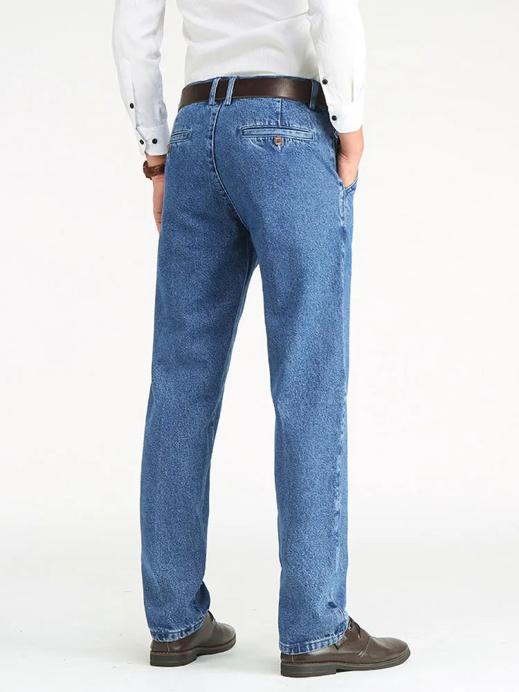 2021 Thick Cotton Fabric Relaxed Fit Brand Jeans Men Casual Classic Straight Loose Jeans Male Denim Pants Trousers Size 28-40