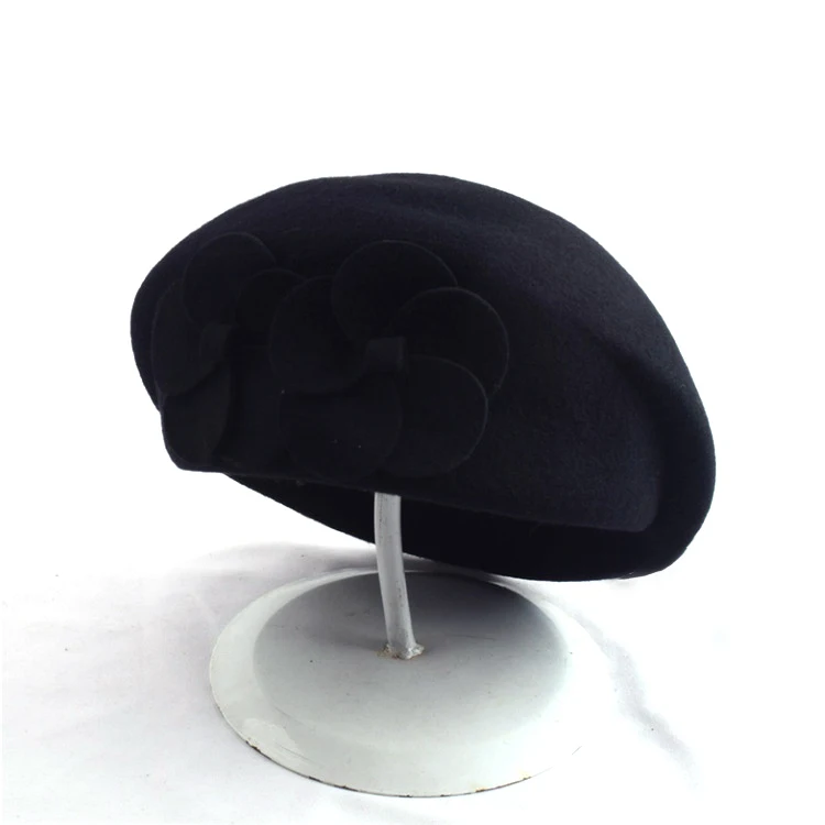 Fashion Women Flowers Cashmere Berets Female Bonnet Caps Winter Women's Hats High Quality Wool Beret Lady Painter Hats Lady