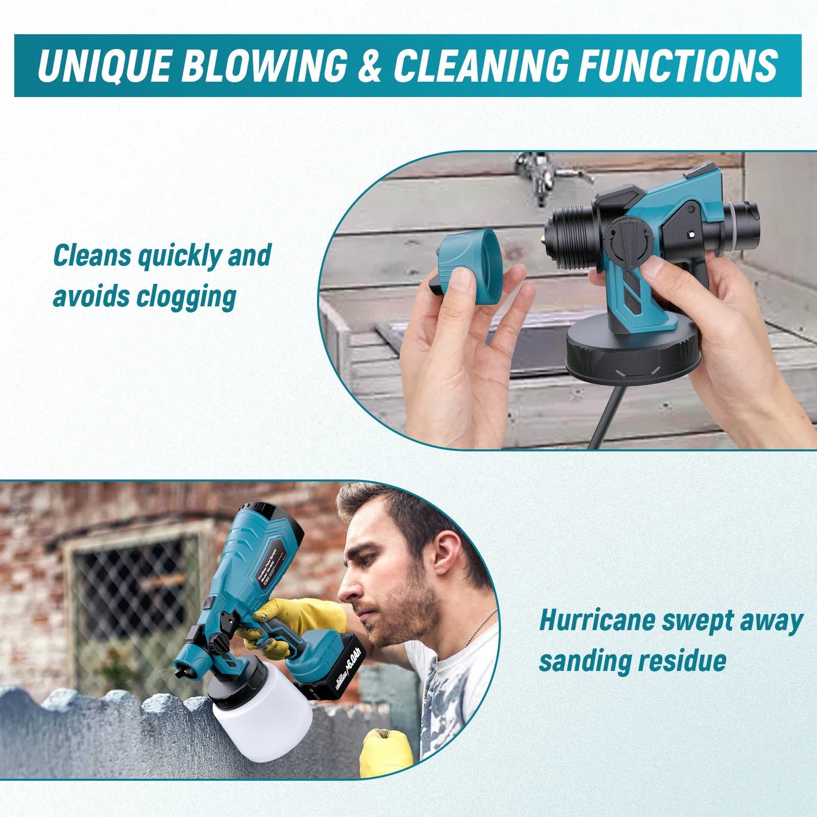 1000ML Cordless Electric Spray Gun For Makita 18V BL1830 Battery HVLP Paint Sprayer For Furniture Cabinets Walls Fence Door