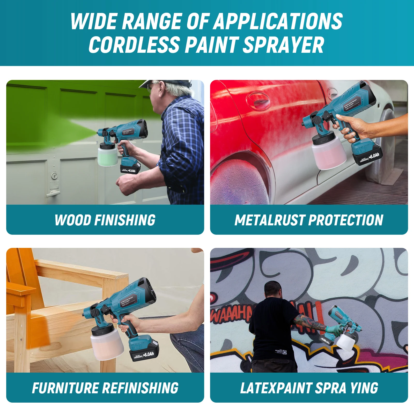 1000ML Cordless Electric Spray Gun For Makita 18V BL1830 Battery HVLP Paint Sprayer For Furniture Cabinets Walls Fence Door