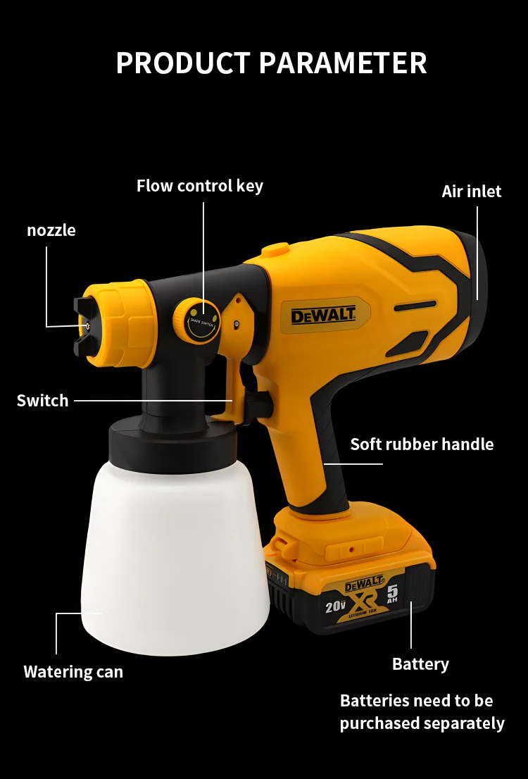 Dewalt Airbrush Brushless Electric Spray Gun Lightweight Paint Sprayer Uniform Spray for Home Improvement And DIY Projects
