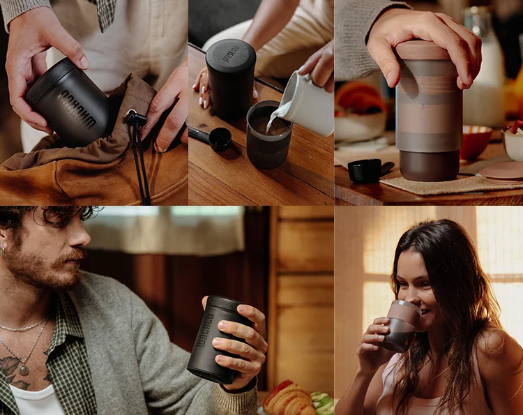 WACACO Prestina, All-in-1 Portable French Press Coffee Maker, Foldable Manual Brewer for Camping, Hiking & Travel, Easy Clean
