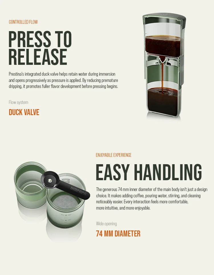 WACACO Prestina, All-in-1 Portable French Press Coffee Maker, Foldable Manual Brewer for Camping, Hiking & Travel, Easy Clean