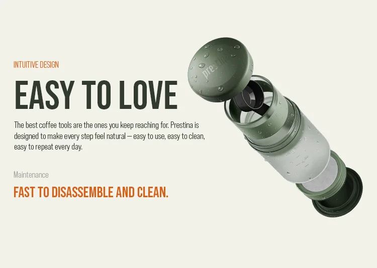 WACACO Prestina, All-in-1 Portable French Press Coffee Maker, Foldable Manual Brewer for Camping, Hiking & Travel, Easy Clean