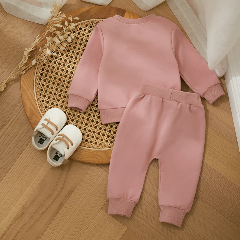 Winter Fall Casual New Baby Girls Outfits Clothes Fashion Letters Print Long Sleeve Sweatshirt Tops Elastic Waist Pants Outfits