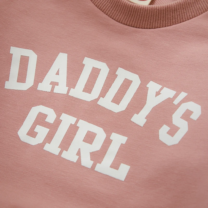 Winter Fall Casual New Baby Girls Outfits Clothes Fashion Letters Print Long Sleeve Sweatshirt Tops Elastic Waist Pants Outfits