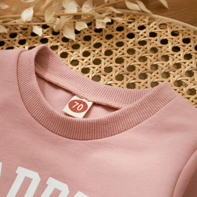 Winter Fall Casual New Baby Girls Outfits Clothes Fashion Letters Print Long Sleeve Sweatshirt Tops Elastic Waist Pants Outfits