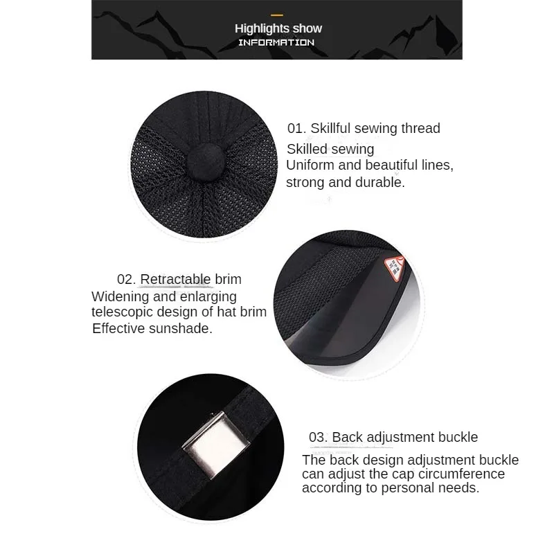 2025 Fishing Hat Summer Outdoor Fishing Sunscreen Baseball Hat Men's Mountaineering Hunting Sunshade Hat Bicycle Women's Hat