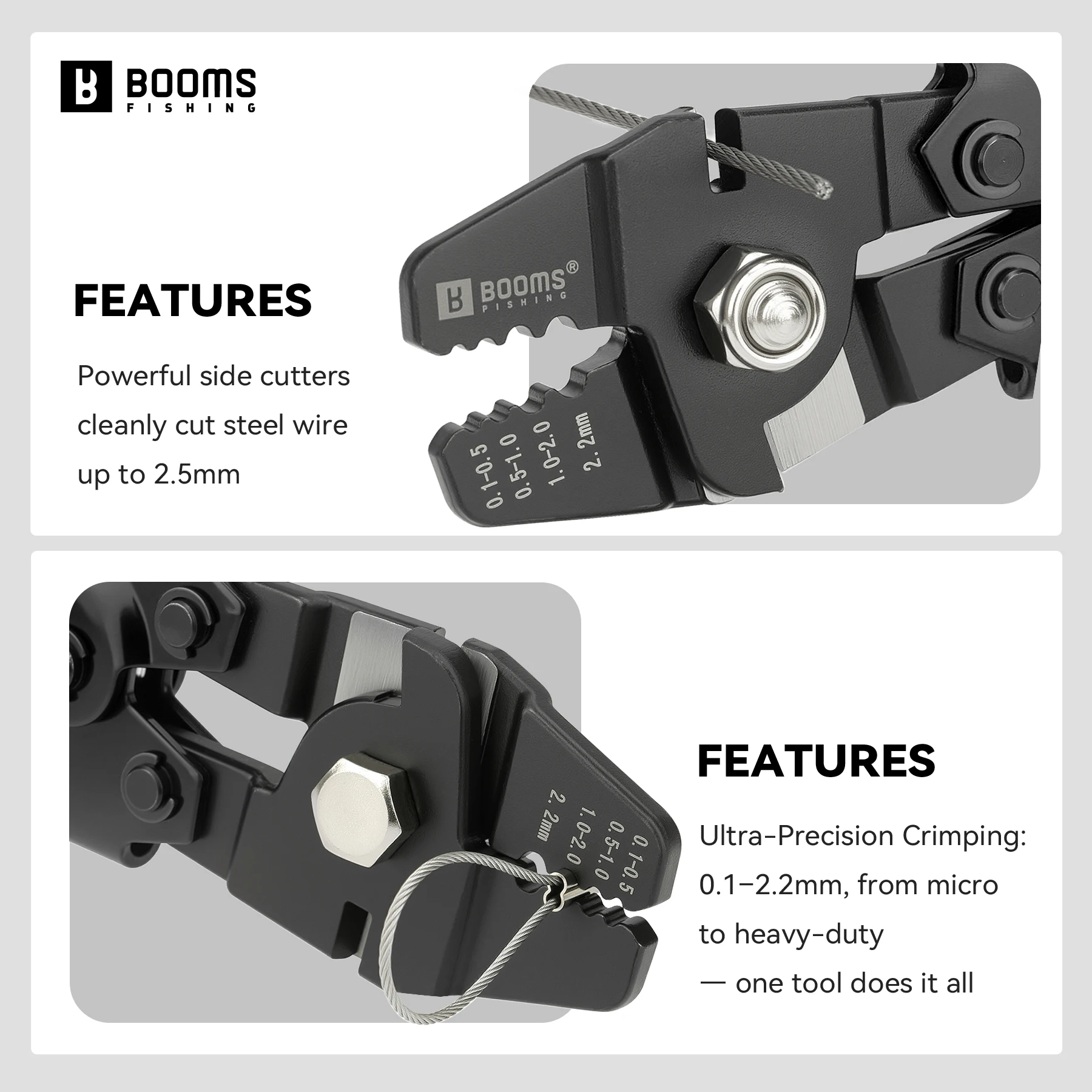 Booms Fishing XW40 Multifunction Fishing Crimping Pliers Tools Set Non-Slip Handle Fishing Crimping Tool with Crimp Sleeves Kits
