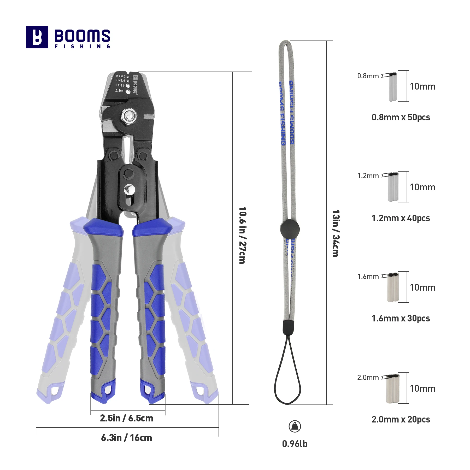 Booms Fishing XW40 Multifunction Fishing Crimping Pliers Tools Set Non-Slip Handle Fishing Crimping Tool with Crimp Sleeves Kits