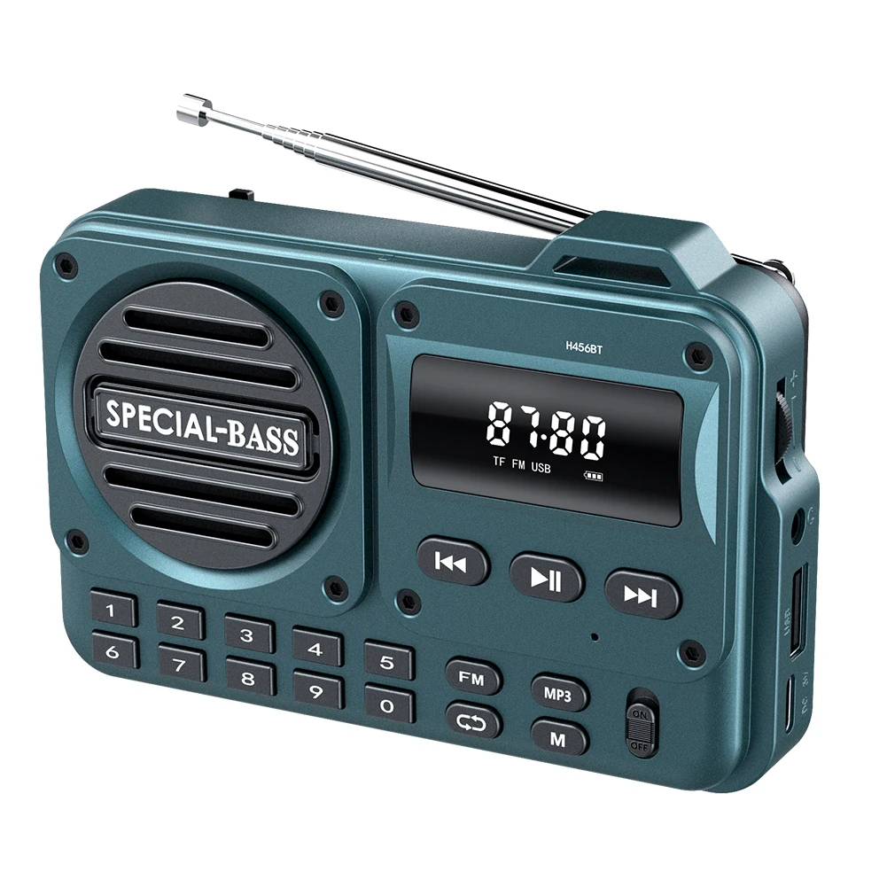 Portable Digital FM Radio Rechargeable Digital Radio Recorder with LED Display BT 5.4 Radio Speaker for Home Travel