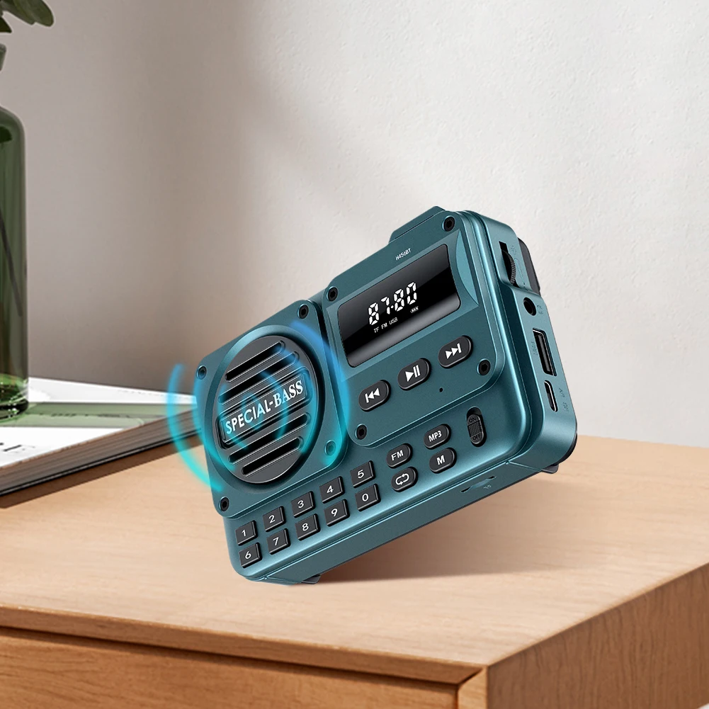 Portable Digital FM Radio Rechargeable Digital Radio Recorder with LED Display BT 5.4 Radio Speaker for Home Travel