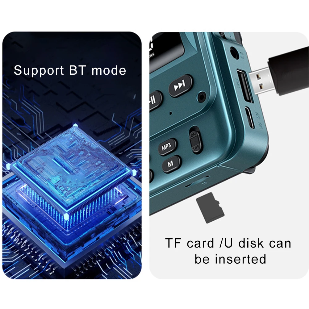 Portable Digital FM Radio Rechargeable Digital Radio Recorder with LED Display BT 5.4 Radio Speaker for Home Travel