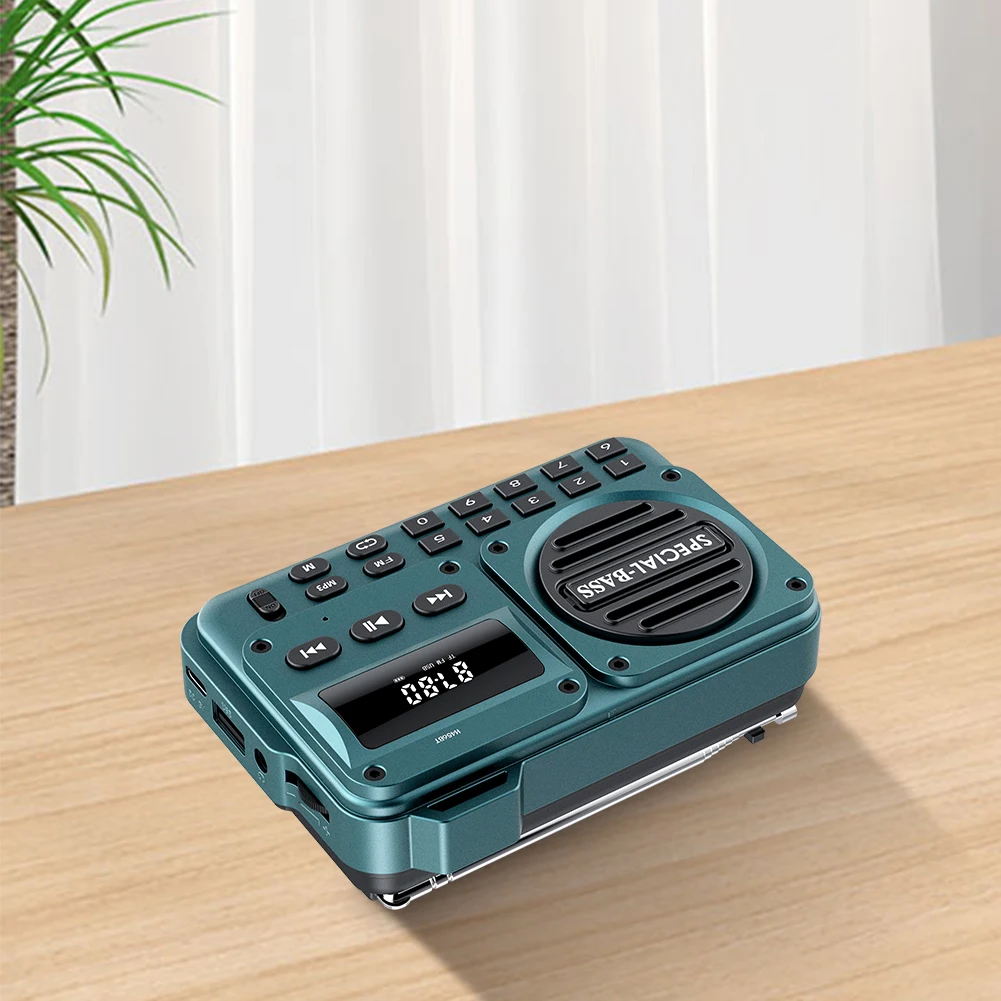 Portable Digital FM Radio Rechargeable Digital Radio Recorder with LED Display BT 5.4 Radio Speaker for Home Travel