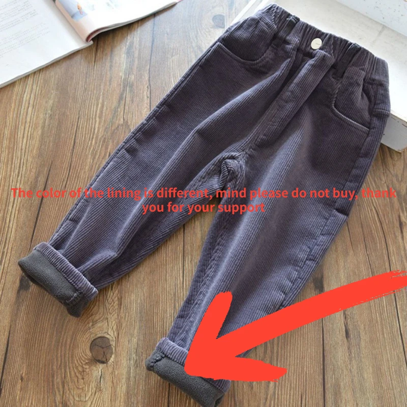 Kids Warm Pants Boy Girls Autumn Winter Corduroy Thick Outer Wear Sports Trousers 1-9Y Children Clothes Casual High Waist Pants