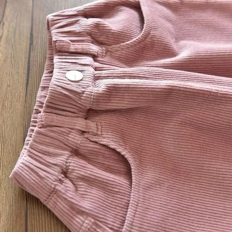 Kids Warm Pants Boy Girls Autumn Winter Corduroy Thick Outer Wear Sports Trousers 1-9Y Children Clothes Casual High Waist Pants