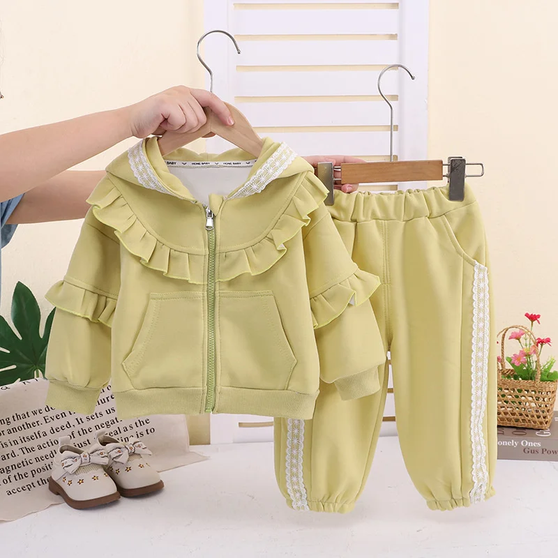 Baby Cute Casual Suits Children Comfortable Hooded Coat+Pants 2Pc Outfits Girls Spring Autumn Outdoor Versatile Daily Clothes
