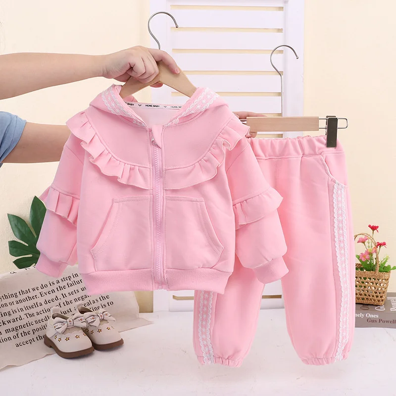 Baby Cute Casual Suits Children Comfortable Hooded Coat+Pants 2Pc Outfits Girls Spring Autumn Outdoor Versatile Daily Clothes