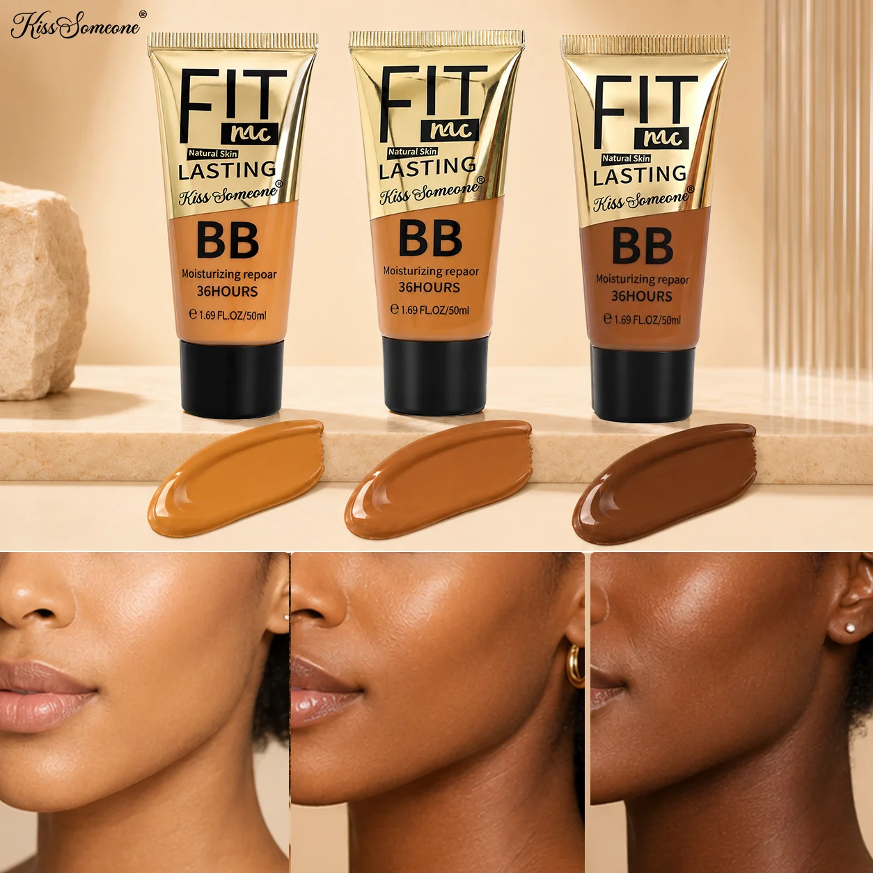 Long Lasting Concealing, Waterproof and Moisturizing BB Cream, Liquid Foundation, Concealer, Liquid Foundation, Fine Powder