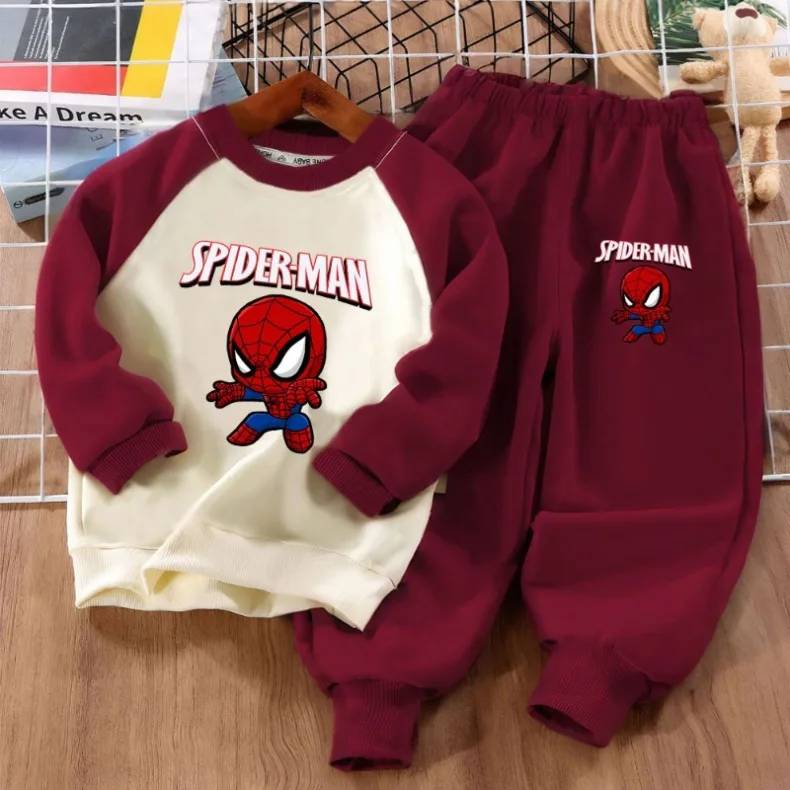 New Fashion Cartoon Print Boys Spliced Sweatshirts Two Piece Sets Kids O Neck Hoodies and Long Pant 2pcs Sets Kids Sport Clothes