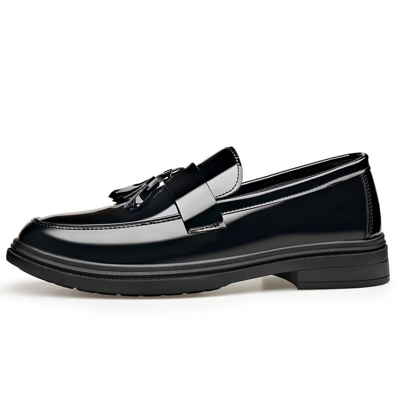 Patent Leather Mens Loafers Fashion Men‘s Casual Shoes Black Business Shoes Office Work Shoes Party Wedding Formal Dress Shoes