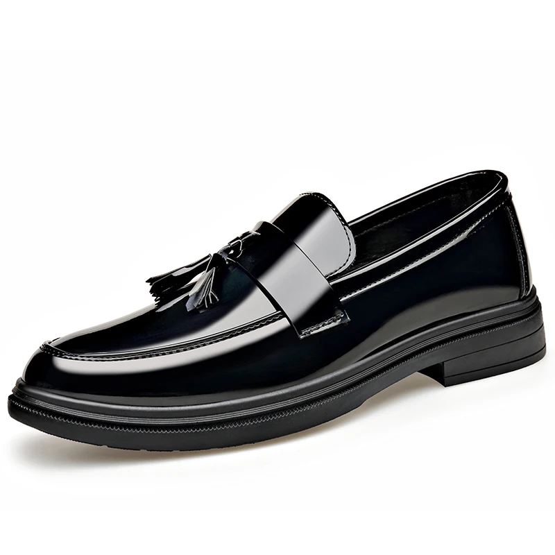 Patent Leather Mens Loafers Fashion Men‘s Casual Shoes Black Business Shoes Office Work Shoes Party Wedding Formal Dress Shoes
