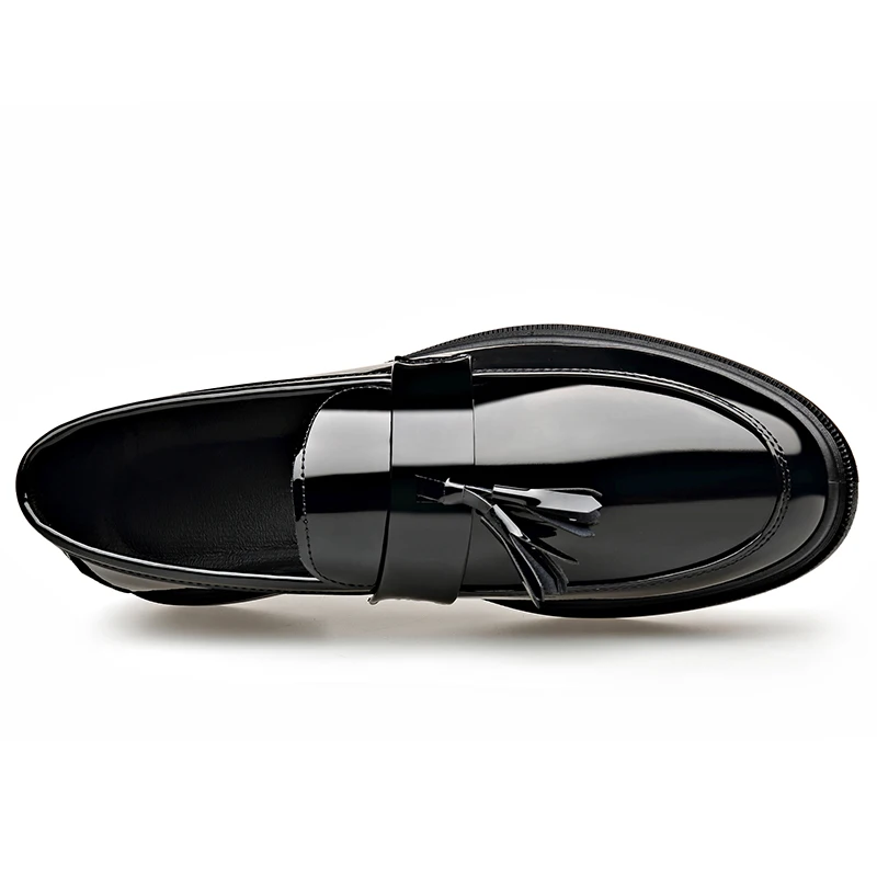 Patent Leather Mens Loafers Fashion Men‘s Casual Shoes Black Business Shoes Office Work Shoes Party Wedding Formal Dress Shoes