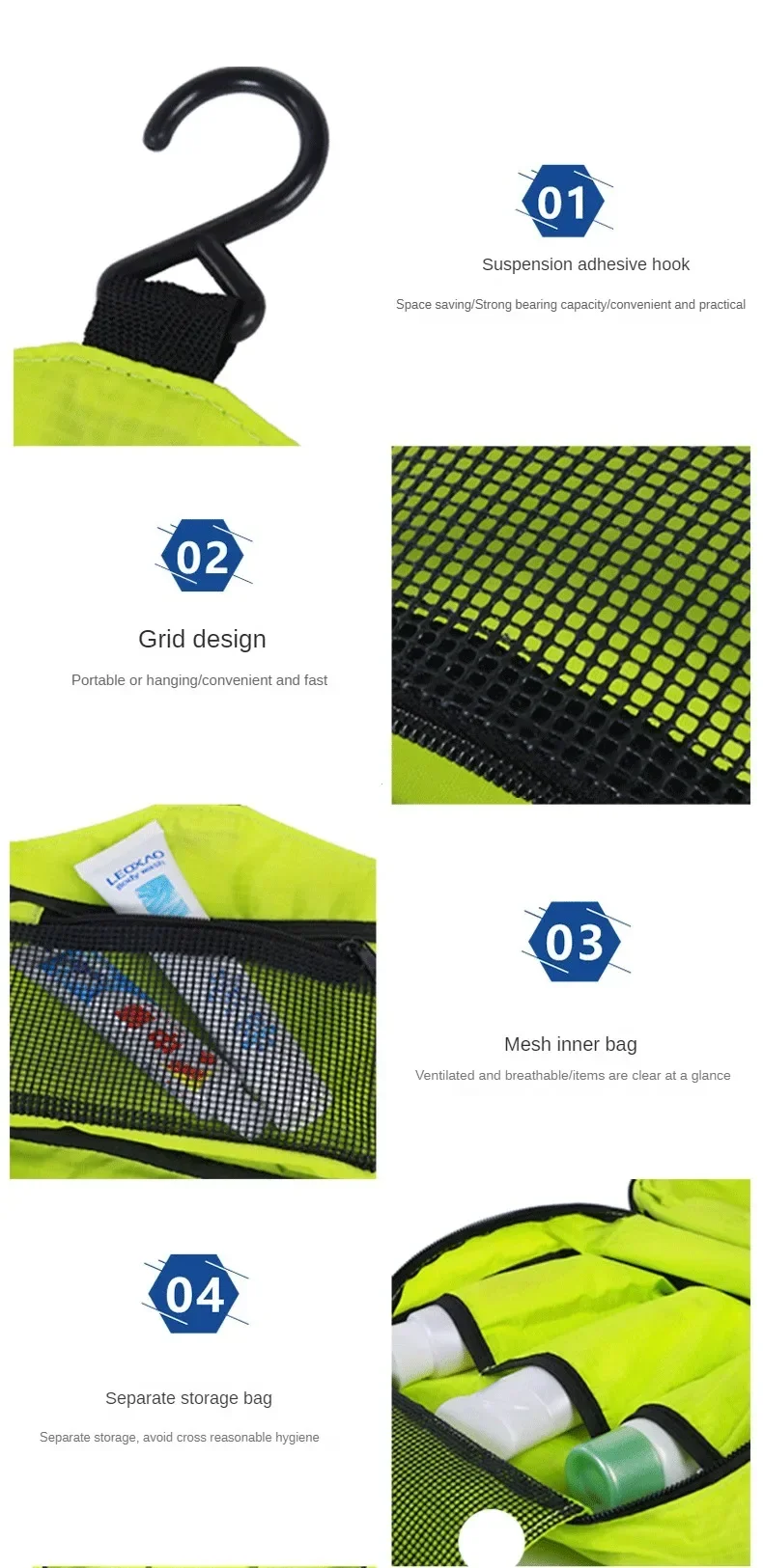 Hanging Men's Toiletry Bag Large Waterproof Cosmetic Bags Travel Organizer Lady Toiletries Makeup Toilet Foldable Bathroom Kit