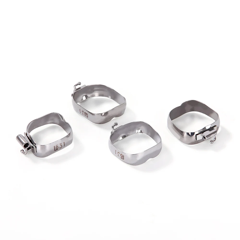 AZDENT 80 Pcs/Box Stainless Steel Dental Orthodontic Bands with Buccal Tube First Molar Roth/MBT 022" 16#-35# Buccal Tubes