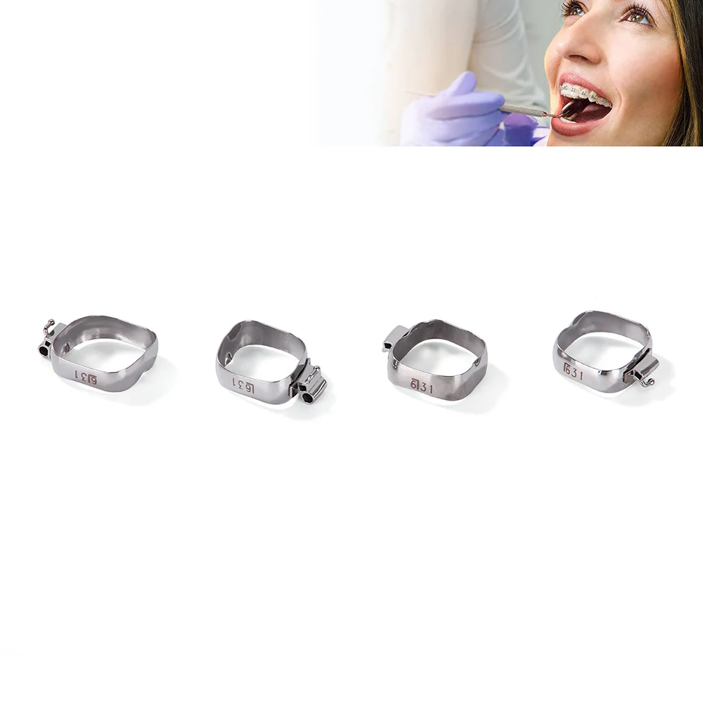 AZDENT 80 Pcs/Box Stainless Steel Dental Orthodontic Bands with Buccal Tube First Molar Roth/MBT 022" 16#-35# Buccal Tubes