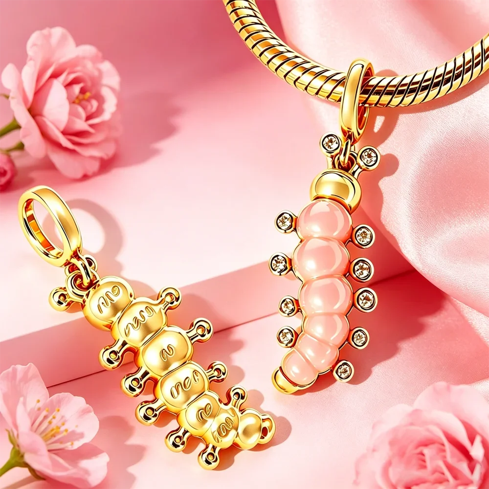 925 Silver Golden Zircon Love Rose Heart Letter Love Key Floral Charms Beads Fit Bracelet Pendant DIY Jewelry for Women Gift