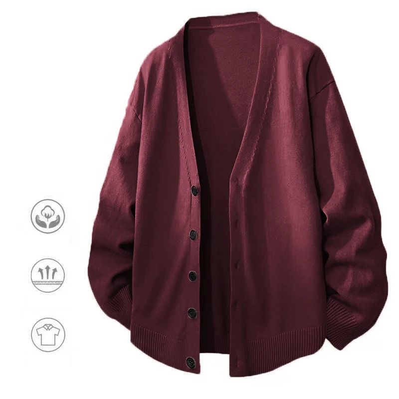 Animal Game Men's V Neck Cardigan Sweaters Casual Button Men's Cold Blouse Knitwear Outdoor Knit Long Cardigan Men Streetwear