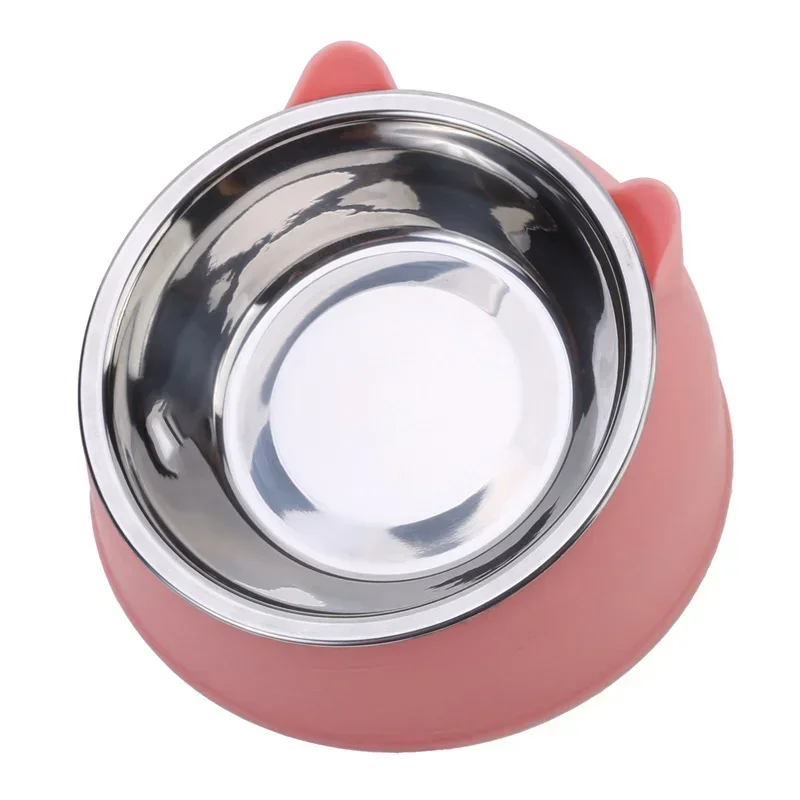 Trendy Stainless Steel Cat Dog Double Bowl 15 Degree Inclined Anti Neck Strain Pet Feeder Slant Mouth Best Selling Pet Supplies