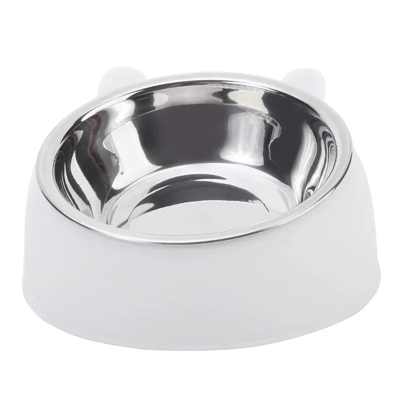 Trendy Stainless Steel Cat Dog Double Bowl 15 Degree Inclined Anti Neck Strain Pet Feeder Slant Mouth Best Selling Pet Supplies
