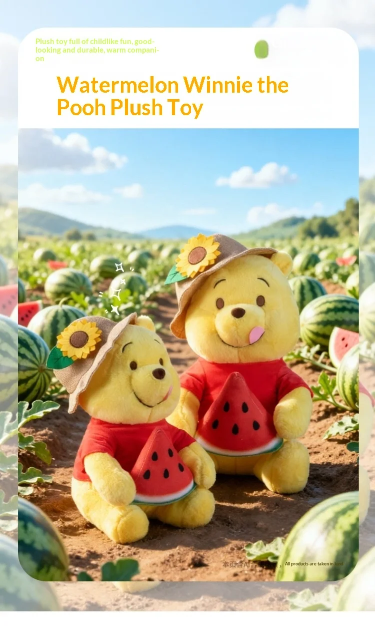 Watermelon Holding Winnie Bear Plush Toy Kawaii Cartoon Bear Stuffed Pillow Home Decoration  Pillow Sofa Cushion Birthday Gift