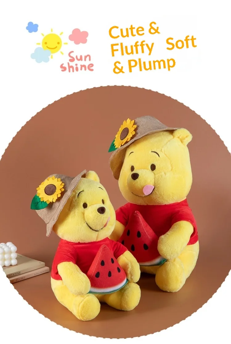 Watermelon Holding Winnie Bear Plush Toy Kawaii Cartoon Bear Stuffed Pillow Home Decoration  Pillow Sofa Cushion Birthday Gift