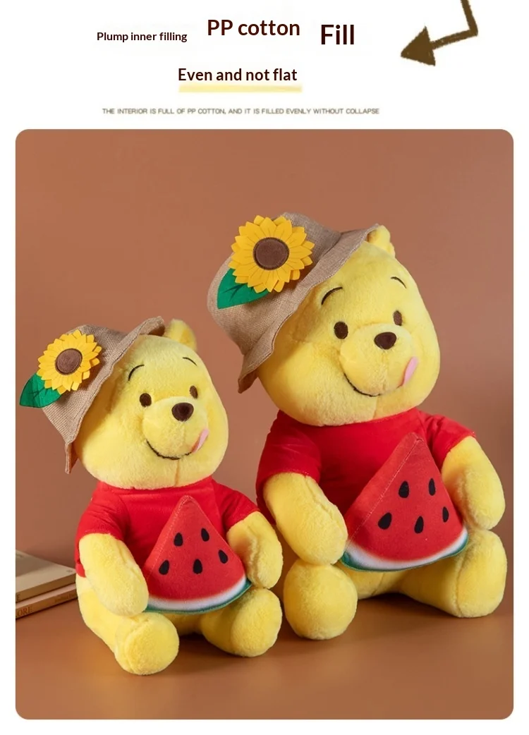 Watermelon Holding Winnie Bear Plush Toy Kawaii Cartoon Bear Stuffed Pillow Home Decoration  Pillow Sofa Cushion Birthday Gift