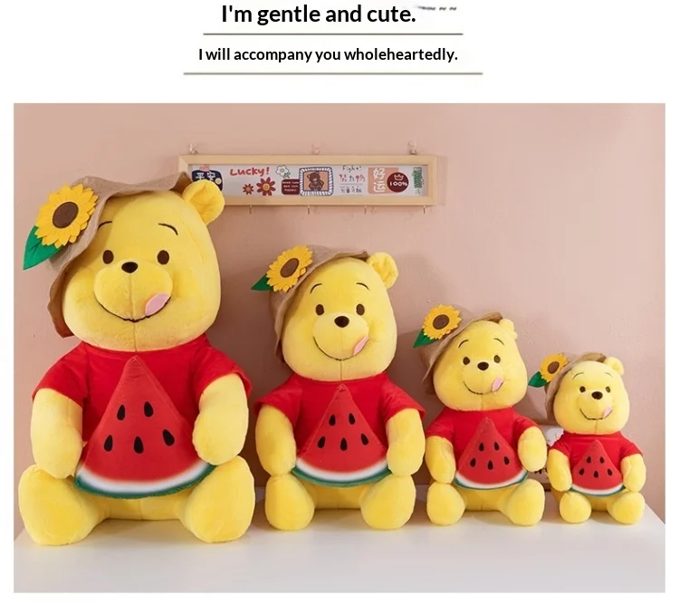 Watermelon Holding Winnie Bear Plush Toy Kawaii Cartoon Bear Stuffed Pillow Home Decoration  Pillow Sofa Cushion Birthday Gift