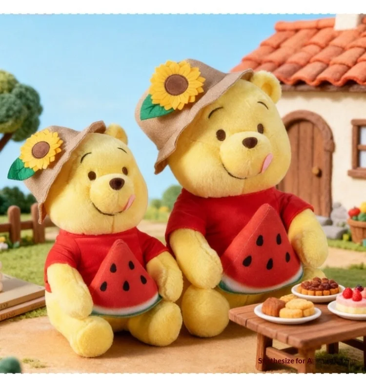 Watermelon Holding Winnie Bear Plush Toy Kawaii Cartoon Bear Stuffed Pillow Home Decoration  Pillow Sofa Cushion Birthday Gift