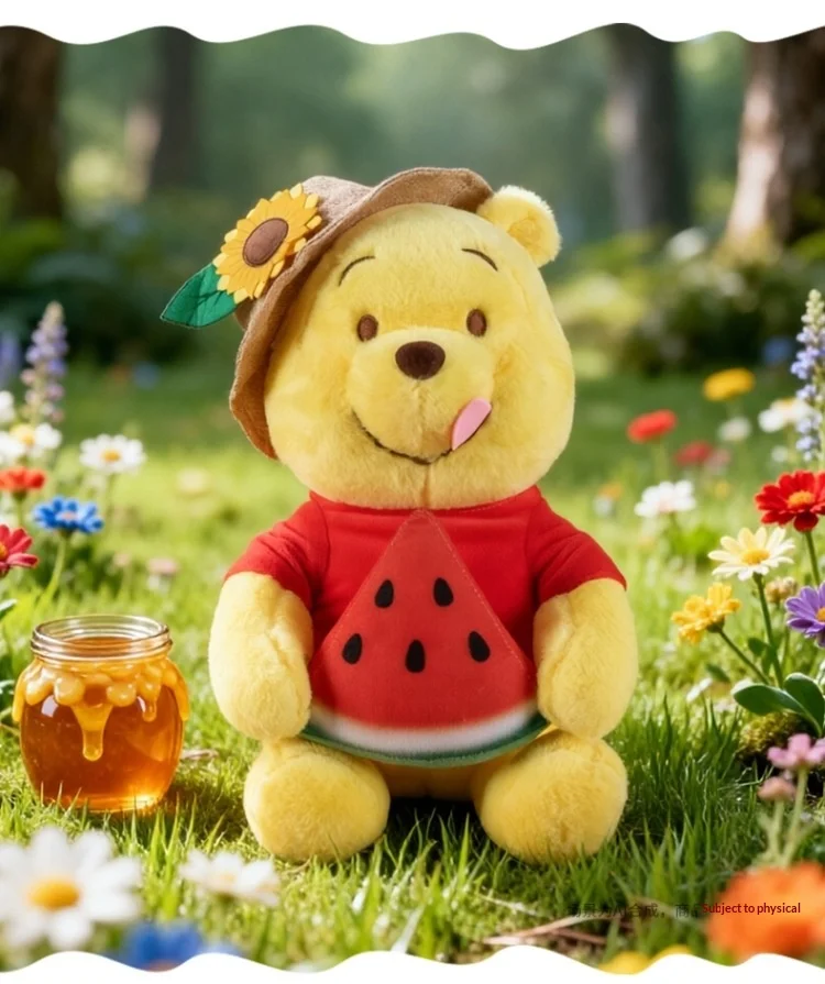 Watermelon Holding Winnie Bear Plush Toy Kawaii Cartoon Bear Stuffed Pillow Home Decoration  Pillow Sofa Cushion Birthday Gift