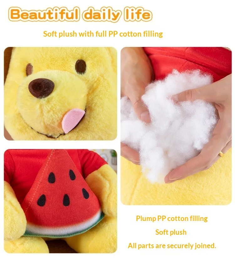 Watermelon Holding Winnie Bear Plush Toy Kawaii Cartoon Bear Stuffed Pillow Home Decoration  Pillow Sofa Cushion Birthday Gift