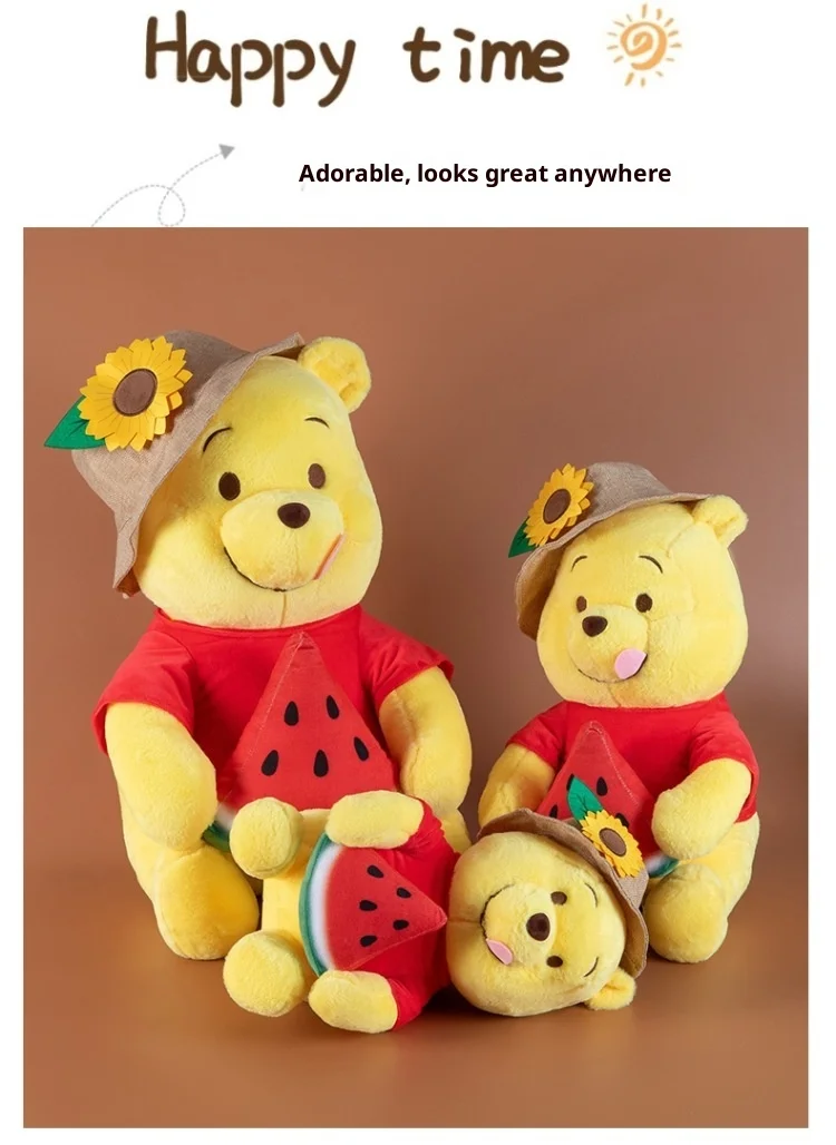 Watermelon Holding Winnie Bear Plush Toy Kawaii Cartoon Bear Stuffed Pillow Home Decoration  Pillow Sofa Cushion Birthday Gift