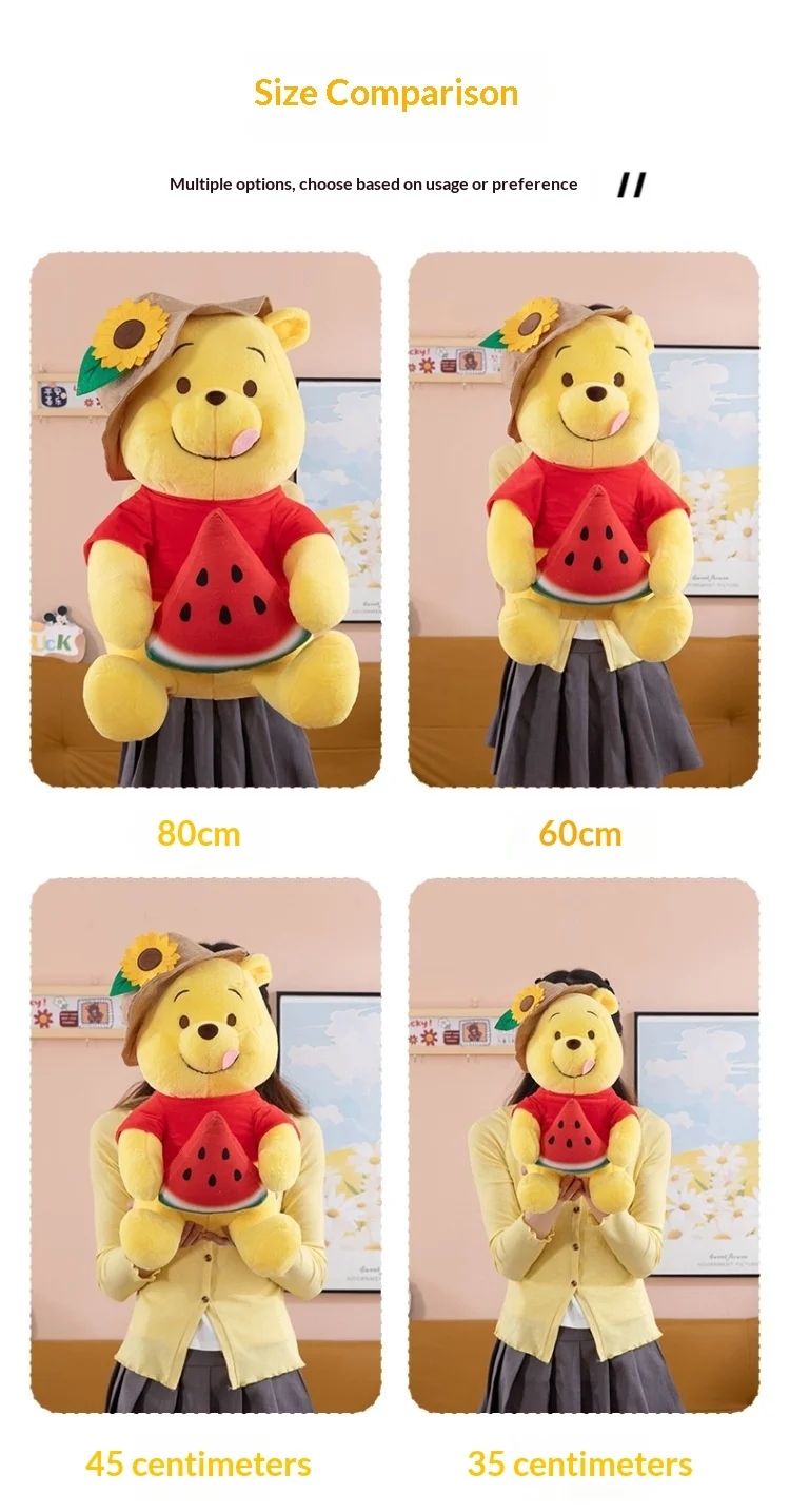Watermelon Holding Winnie Bear Plush Toy Kawaii Cartoon Bear Stuffed Pillow Home Decoration  Pillow Sofa Cushion Birthday Gift