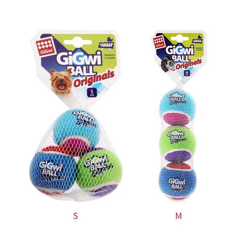 OUZEY 4Pcs/Set Pets Dog Squeaky Tennis Ball Toys Bite Resistant High Bounce Sound Rubber Ball for Small Medium Dogs Training Toy