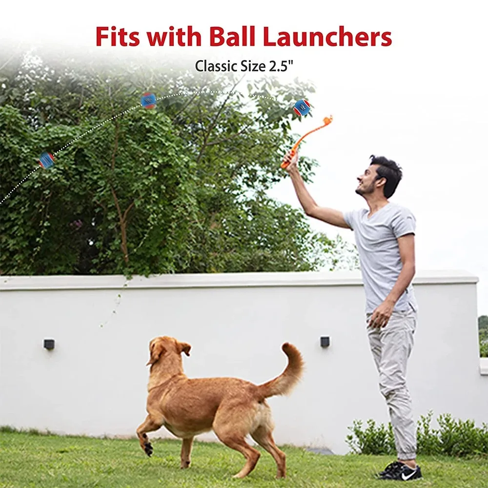 OUZEY 4Pcs/Set Pets Dog Squeaky Tennis Ball Toys Bite Resistant High Bounce Sound Rubber Ball for Small Medium Dogs Training Toy