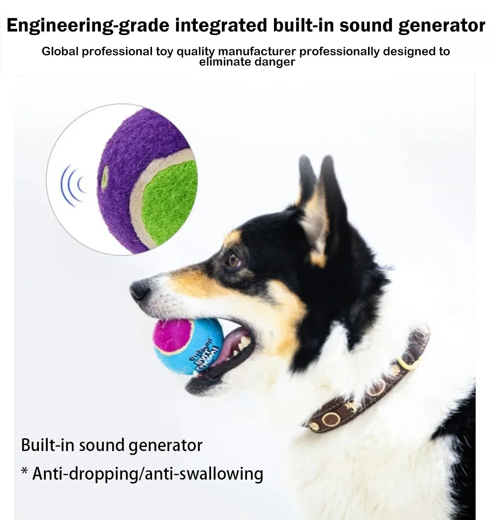 OUZEY 4Pcs/Set Pets Dog Squeaky Tennis Ball Toys Bite Resistant High Bounce Sound Rubber Ball for Small Medium Dogs Training Toy