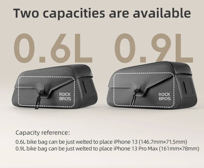 ROCKBROS Cycling Bag 0.6L Or 0.9L Magnetic Waterproof Road Bike Bag Front Beam Tube Bag Riding Bicycle Bag Accessories