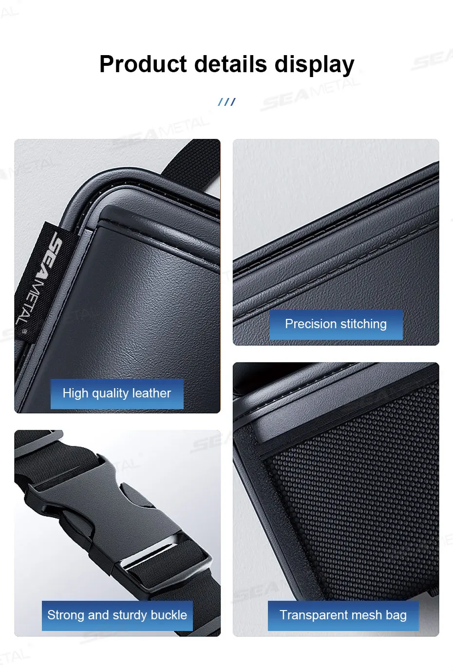 SEAMETAL Leatherette Car Trunk Organizer Large Capacity Seat Back Storage Bag with 4 Pockets Multifunction Use for Car Trunk SUV