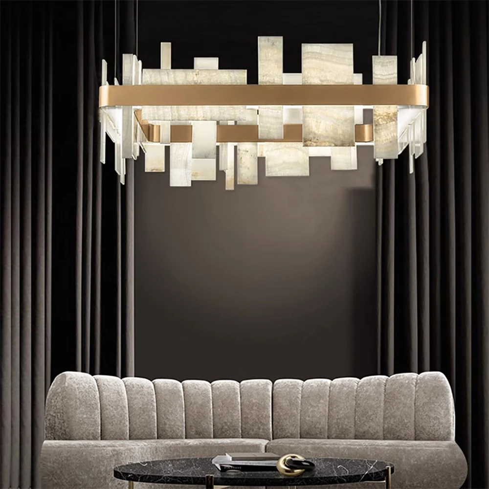 Shards Of Life Vintage Marble Collection LED Dimmable Chandelier Lighting Lustre Suspension Luminaire Lampen For Living Room